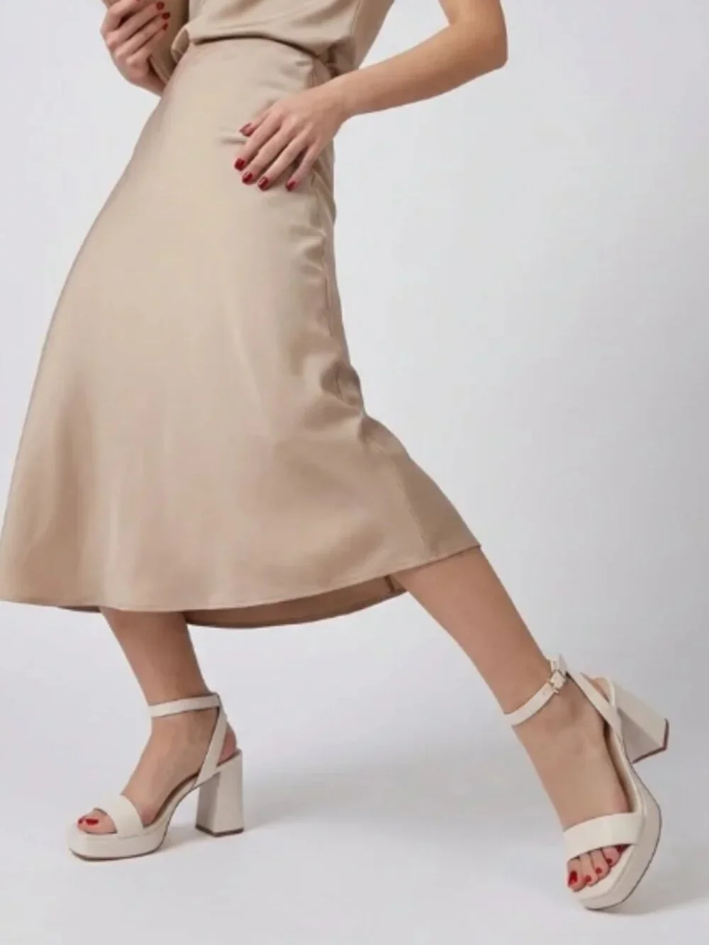 Cushionaire Nude Patent Platform Dress Sandals